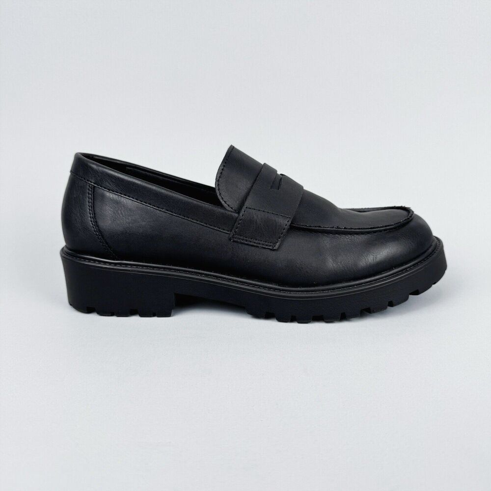Steve Madden Penny Lotto Loafers Womens 8.5 Black Chunky Grunge Goth Rock Comfy